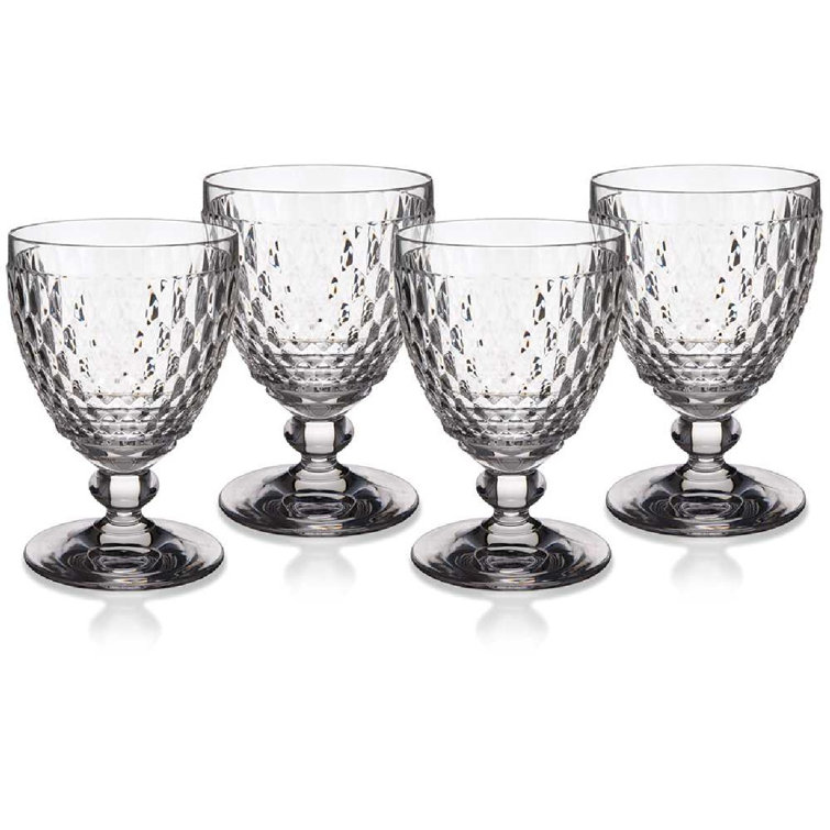 Boston Clear Crystal Goblet Set with Honeycomb Pattern