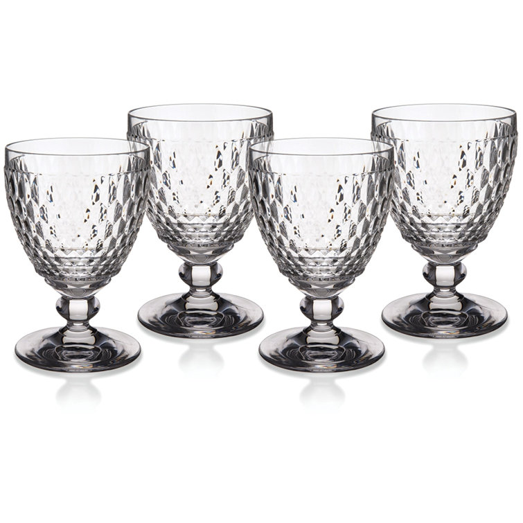 Boston Clear Crystal Goblet Set with Textured Design, 11 oz.