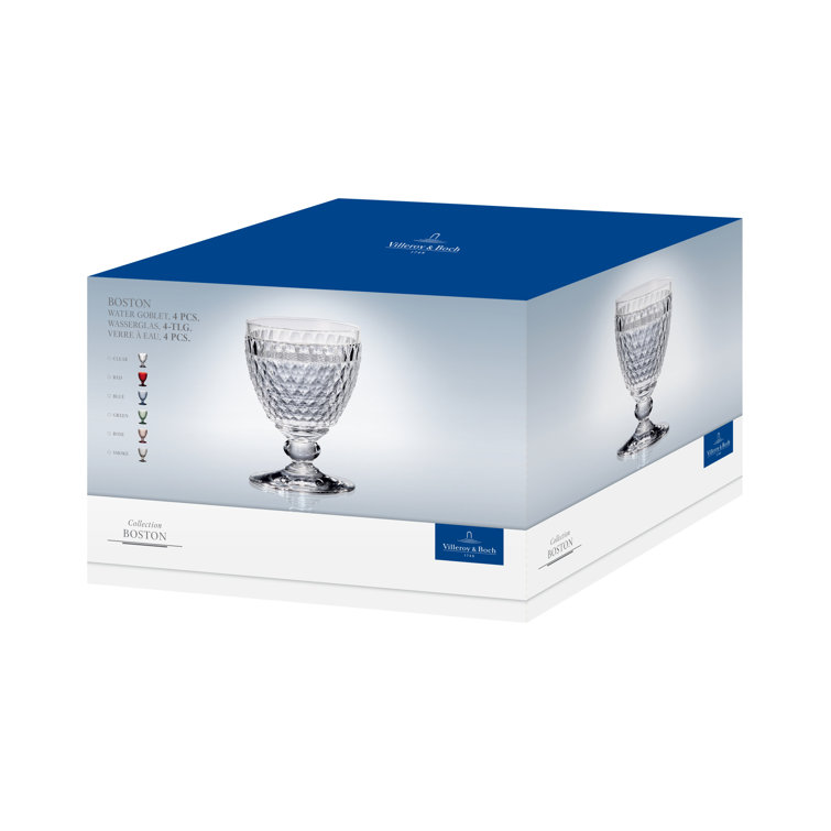 Boston Clear Crystal Goblet Set with Textured Design, 11 oz.