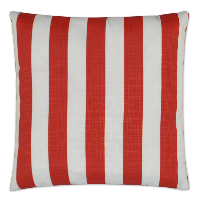 Red and White Striped Outdoor Throw Pillow 22x22