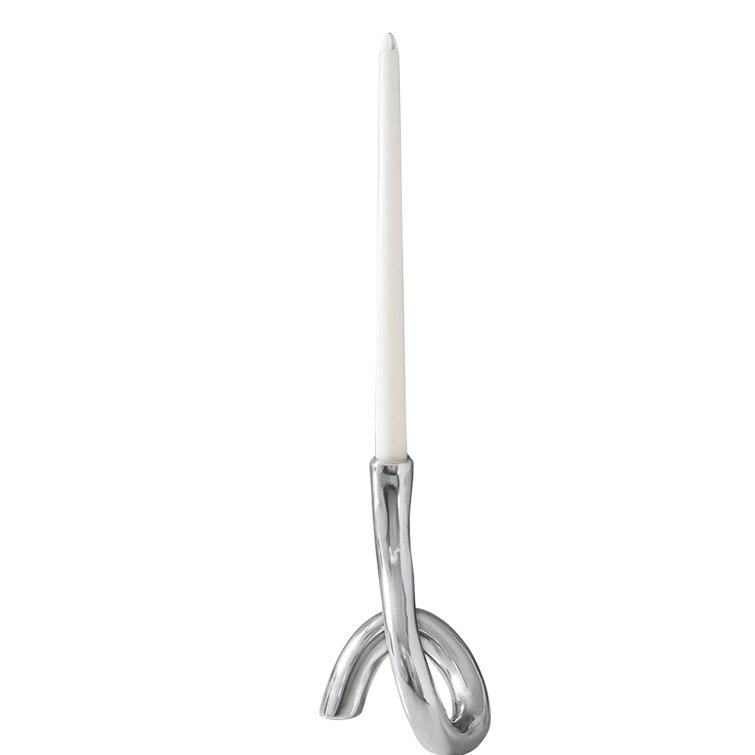 Serpente 8" Silver Aluminum Modern Candlestick