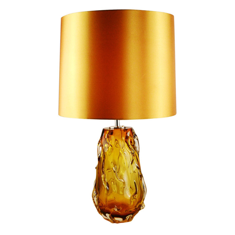 Valencia Clear Burnt Orange and Dark Amber Fabric Shade Table Lamp
