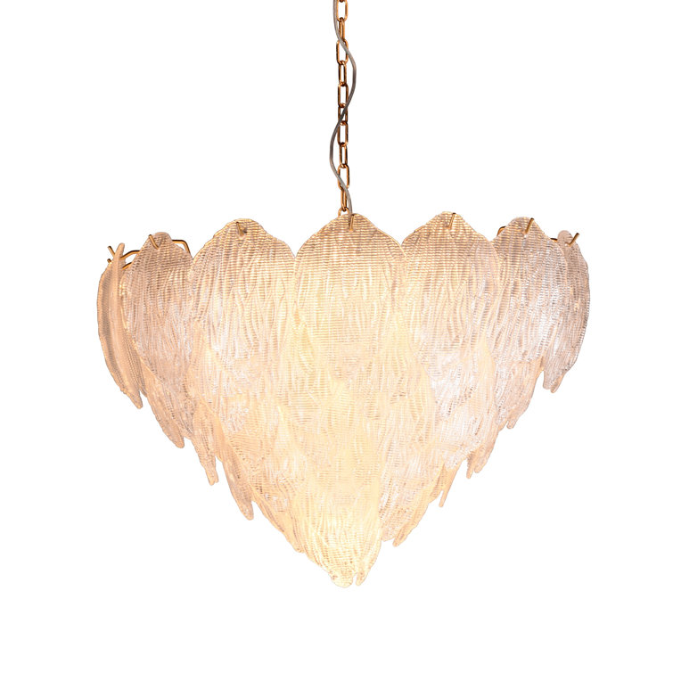 Distressed Gold Textured Glass 10-Light Chandelier