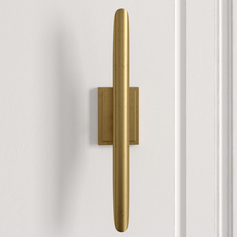Mid-Century Modern Natural Brass Dual-Light Dimmable Sconce