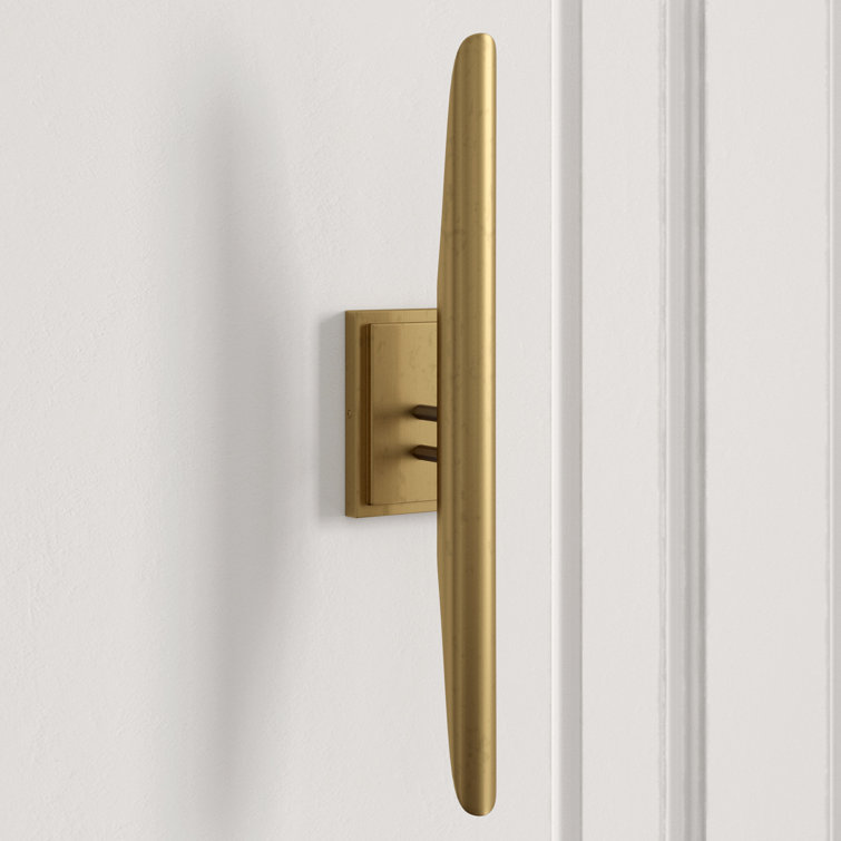 Mid-Century Modern Natural Brass Dual-Light Dimmable Sconce
