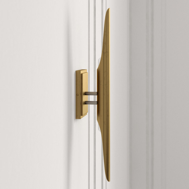 Mid-Century Modern Natural Brass Dual-Light Dimmable Sconce