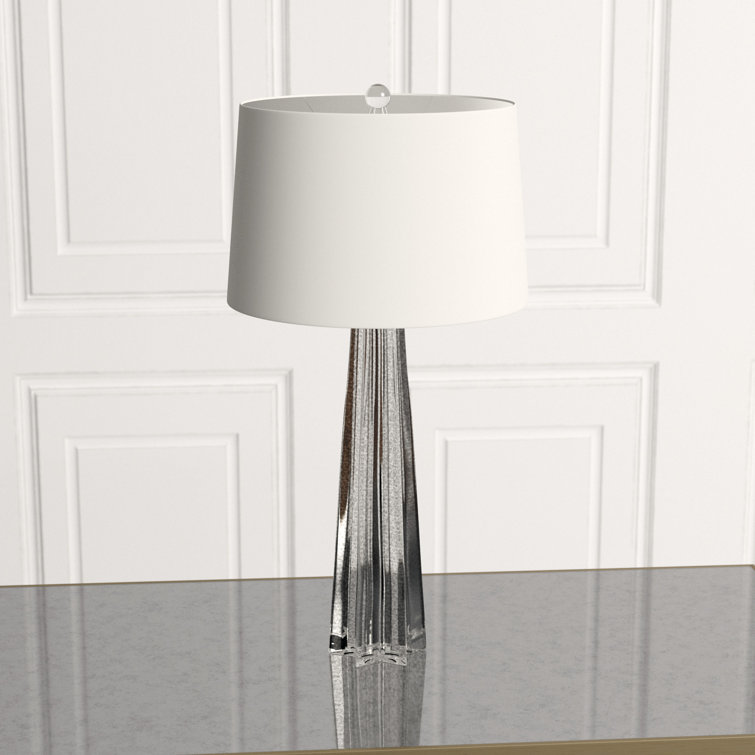 Antique Mercury Glass Star Table Lamp with Linen Shade