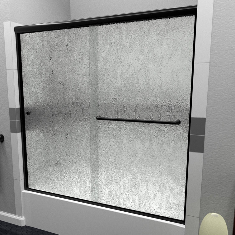 LETER 60" x 57" Matte Black Aluminum Clear Glass Bypass Tub Door