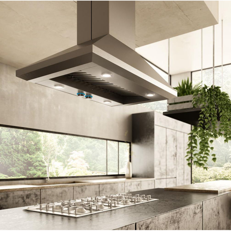 Elica 36" Stainless Steel Island Range Hood with LED Lights