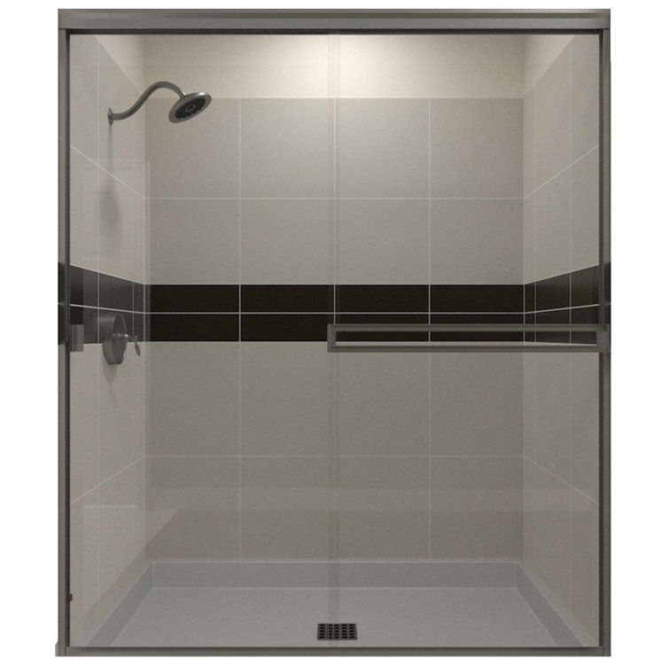 Brushed Nickel Frameless Bypass Shower Door with Clear Glass