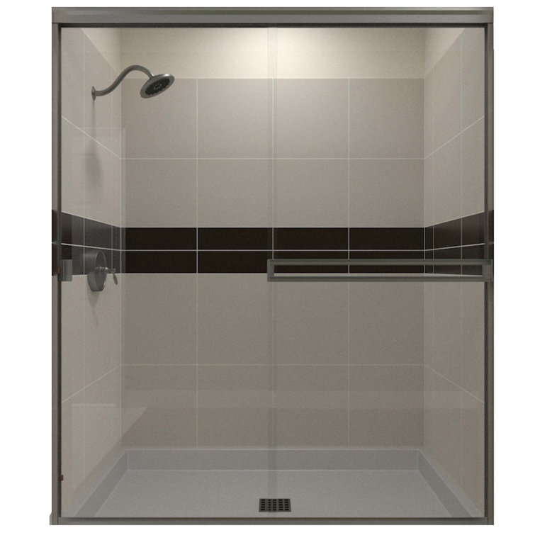 Brushed Nickel Frameless Bypass Shower Door with Clear Glass