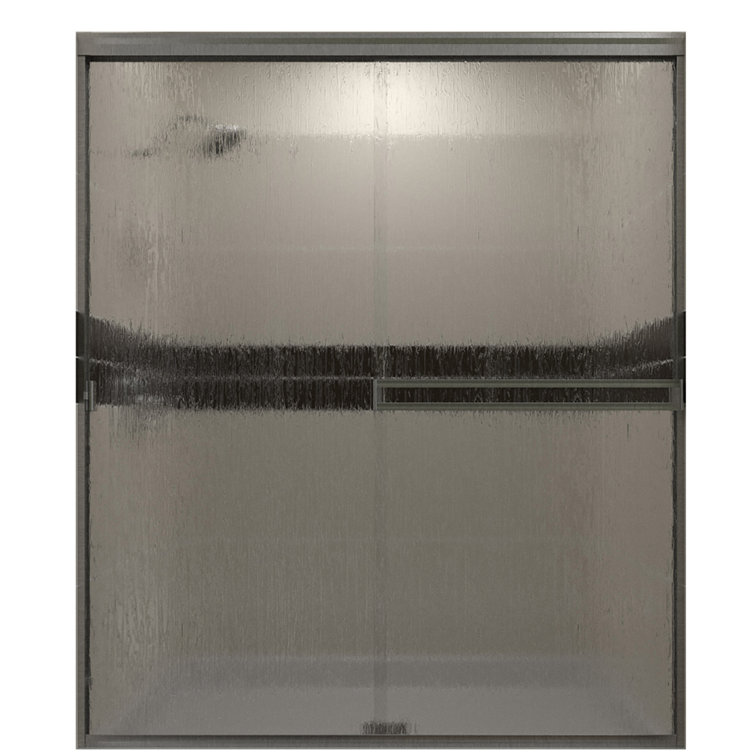 57" x 66" Oil Rubbed Bronze Rain Glass Bypass Shower Door