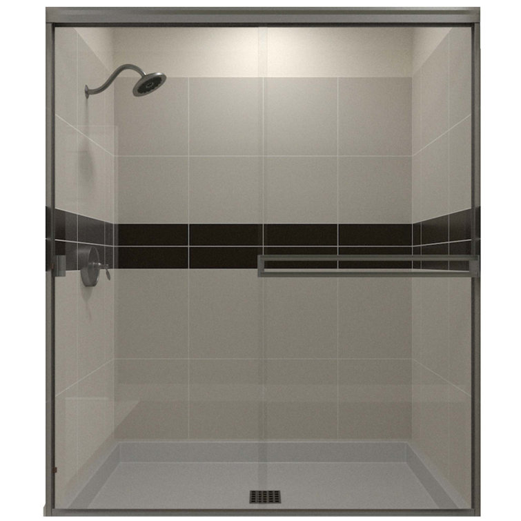 62" x 70" Brushed Nickel Clear Glass Bypass Shower Door