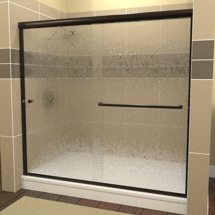 Matte Black Aluminum Frameless Bypass Shower Door with Clear Glass