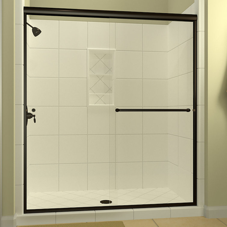 Matte Black Aluminum Frameless Bypass Shower Door with Clear Glass