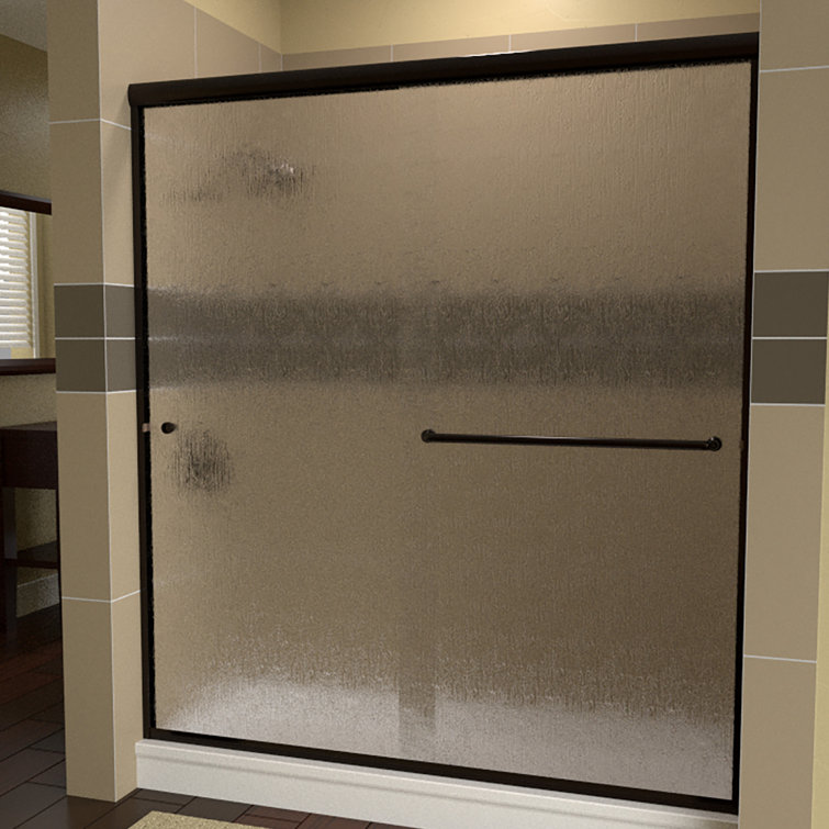 ESE 60" x 80" Oil Rubbed Bronze Rain Glass Bypass Shower Door