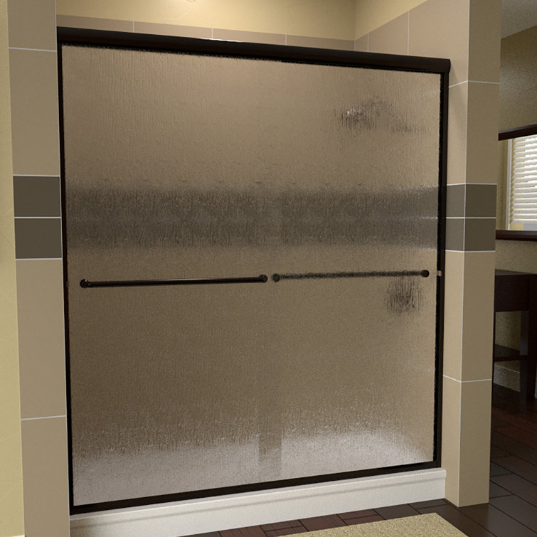 ESE 60" x 80" Oil Rubbed Bronze Rain Glass Bypass Shower Door