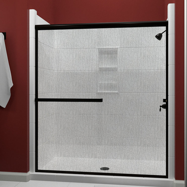 46" x 70" Oil Rubbed Bronze Rain Glass Bypass Shower Door
