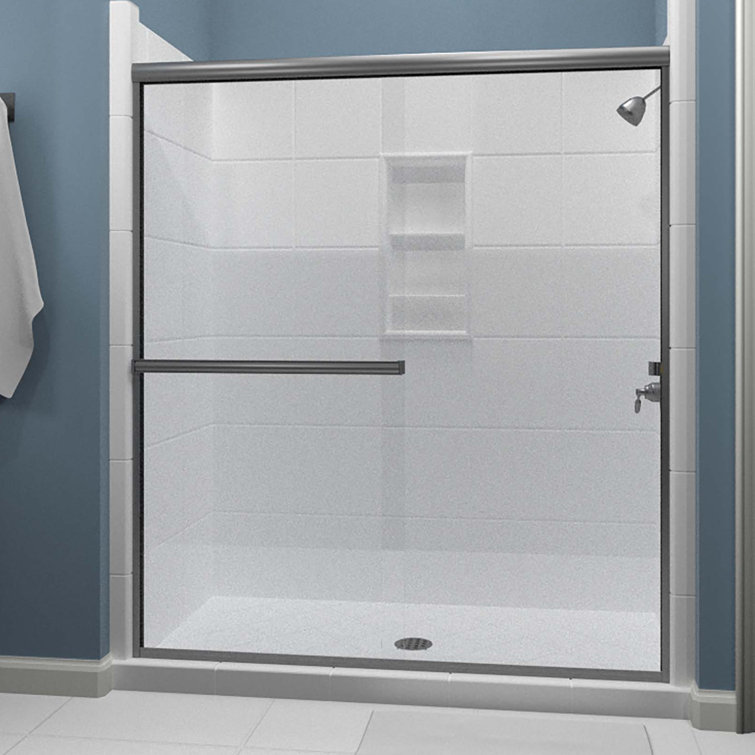 LESE 53" x 67" Brushed Nickel Clear Glass Bypass Shower Door