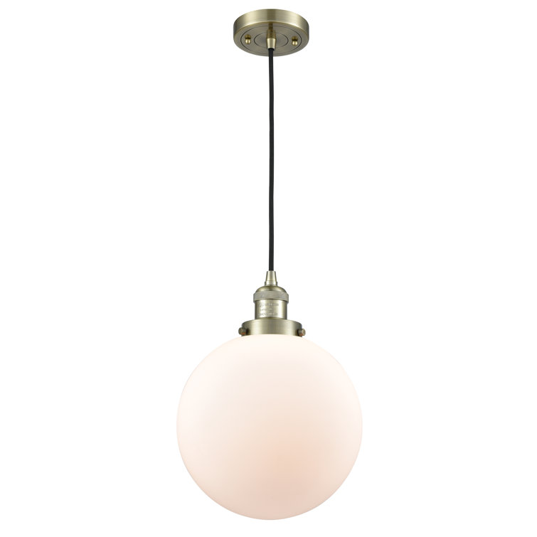 Antique Brass Mini Globe Pendant Light with Matte White Shade