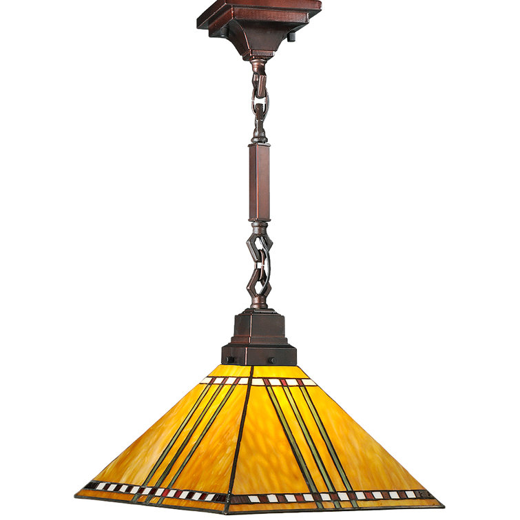 Mahogany Bronze 24" Stained Glass Indoor/Outdoor Pendant