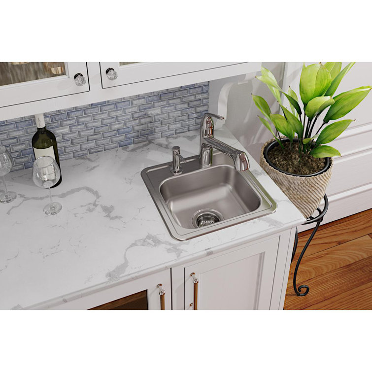 Dayton 15" Silver Stainless Steel Drop-In Bar Sink