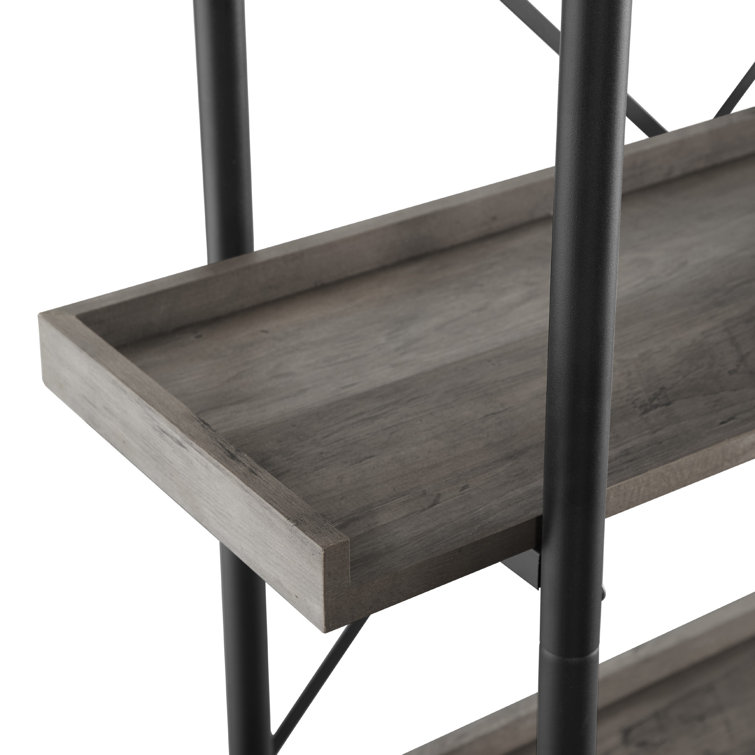 Urban Gray Wash 68" Industrial Metal 5-Shelf Bookcase