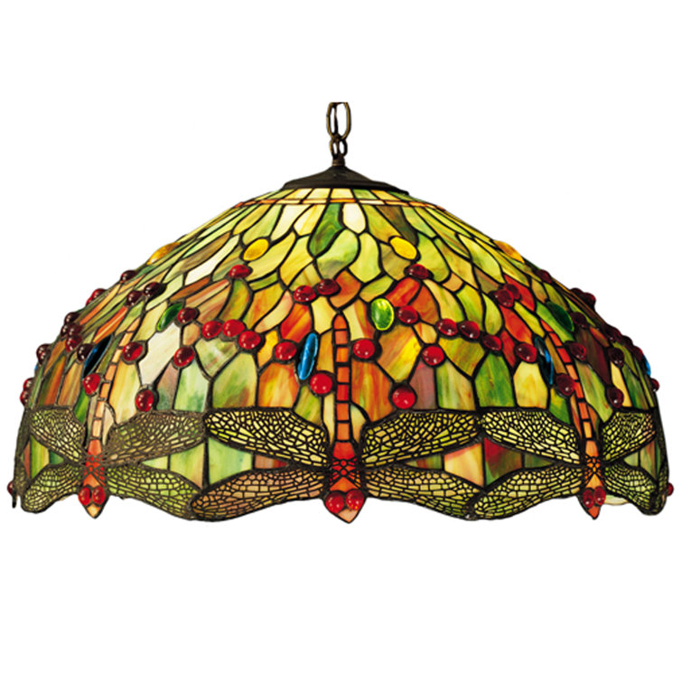 Tiffany Style Stained Glass Dragonfly Pendant Light
