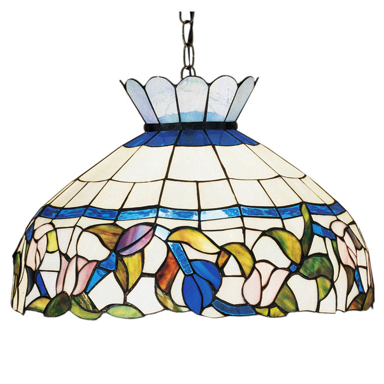 20 Inch Stained Glass Rose Vine Pendant Light