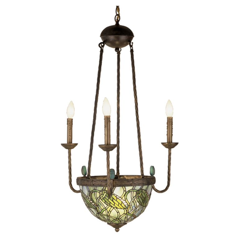 Mini Lotus Bud 3-Arm Inverted Multicolor Chandelier