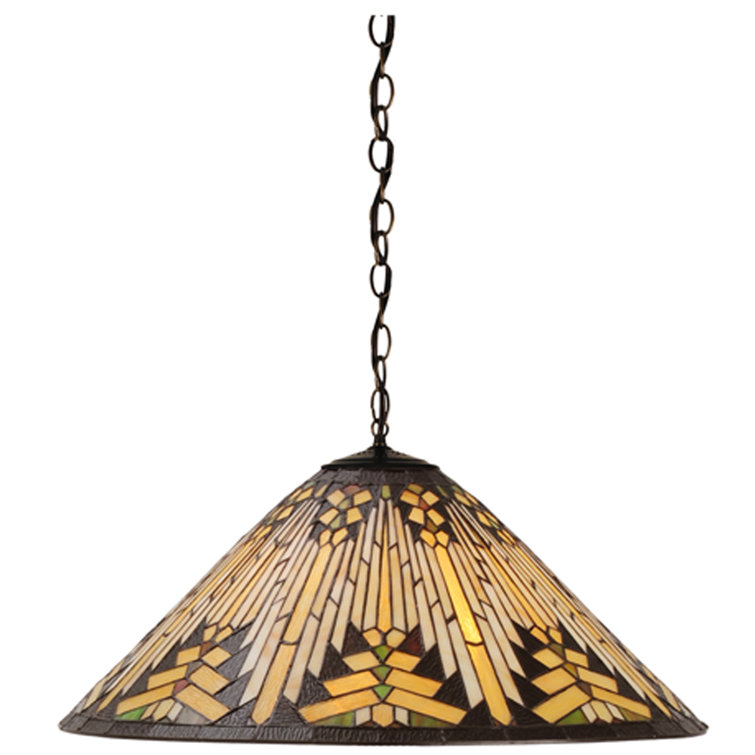 Meyda 22" Nuevo Mission 3-Light Bronze Glass Pendant