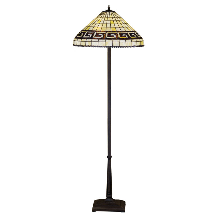 Athena Bronze 2-Light Stained Glass Mission Style Floor Lamp