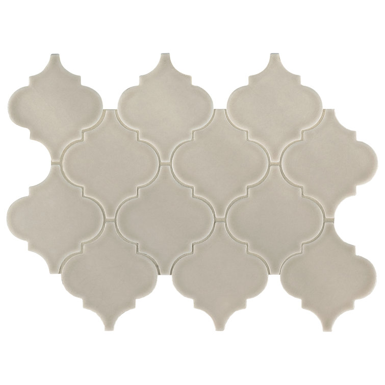 Portico Pearl Light Beige Ceramic Arabesque Mosaic Tile