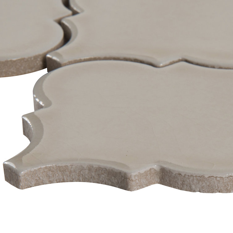 Portico Pearl Light Beige Ceramic Arabesque Mosaic Tile