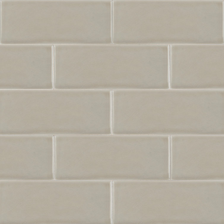 Portico Pearl Glossy Ceramic Subway Wall Tile, 4" x 12"