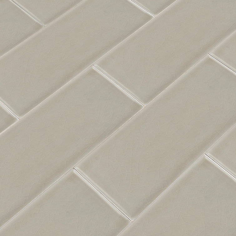 Portico Pearl Glossy Ceramic Subway Wall Tile, 4" x 12"