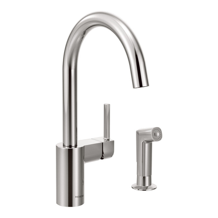 Chrome High Arc Single Handle Kitchen Faucet with Pull-out Spray