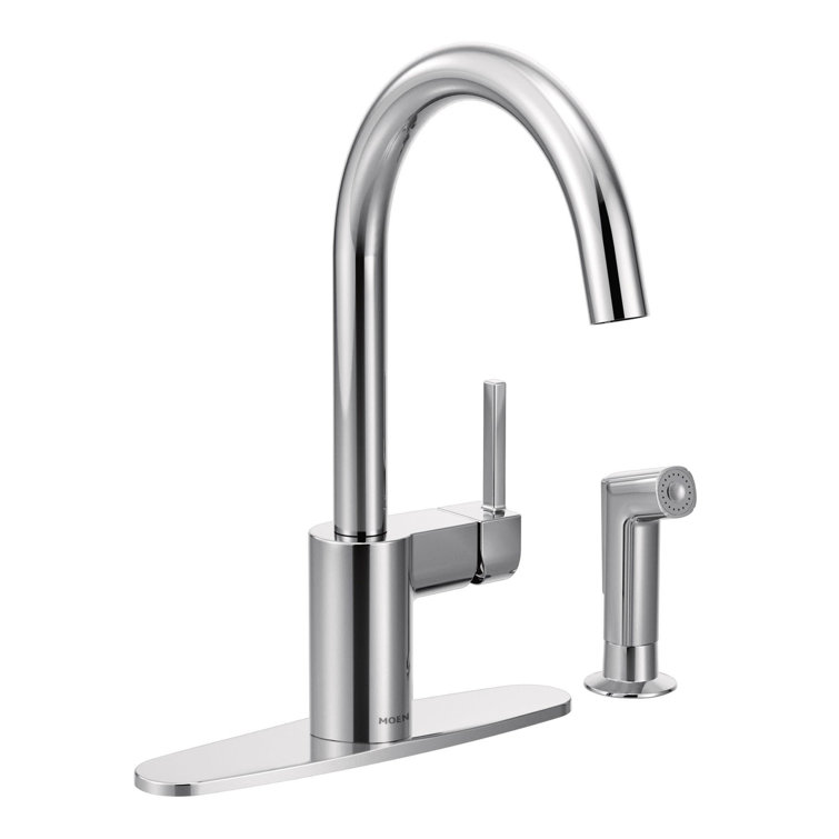 Chrome High Arc Single Handle Kitchen Faucet with Pull-out Spray