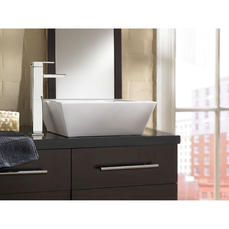 Chrome High Arc Single Hole Vessel Bathroom Faucet