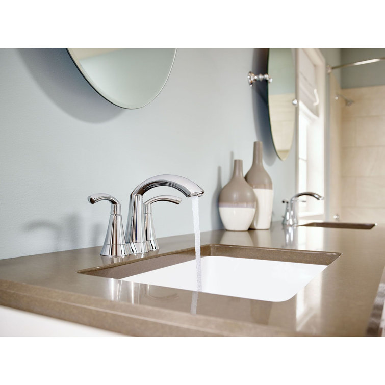 Chrome Transitional Centerset Bathroom Faucet with Dual Handles