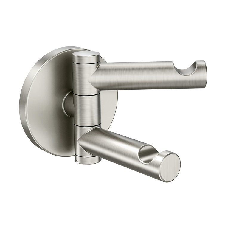 Brushed Nickel Modern Double Swivel Wall Mounted Robe Hook