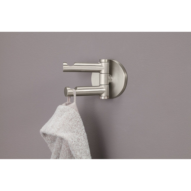 Brushed Nickel Modern Double Swivel Wall Mounted Robe Hook