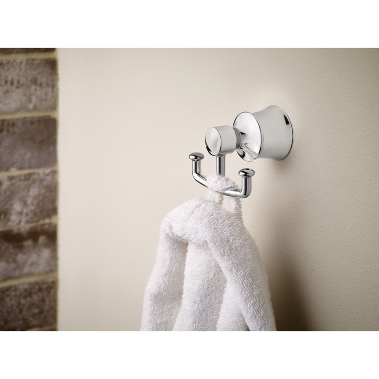 Chrome Double Hook Modern Wall Mount Robe Hook
