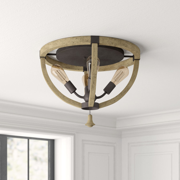Rustic Weathered Ash and Iron 4-Light Globe Flush Mount