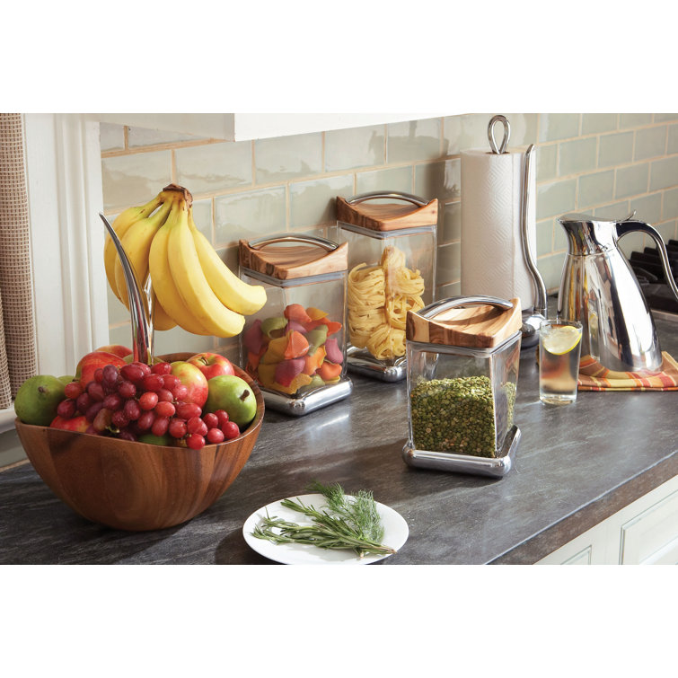 Nambe Alloy and Acacia Wood Loop Towel Holder