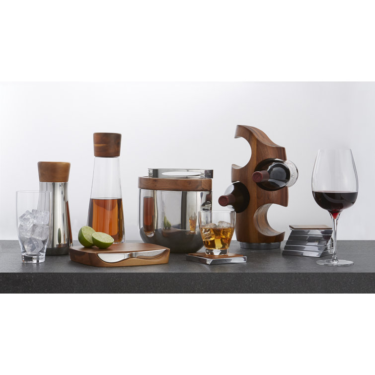 Elegant Medium Wood and Alloy 4-Bottle Wine Rack