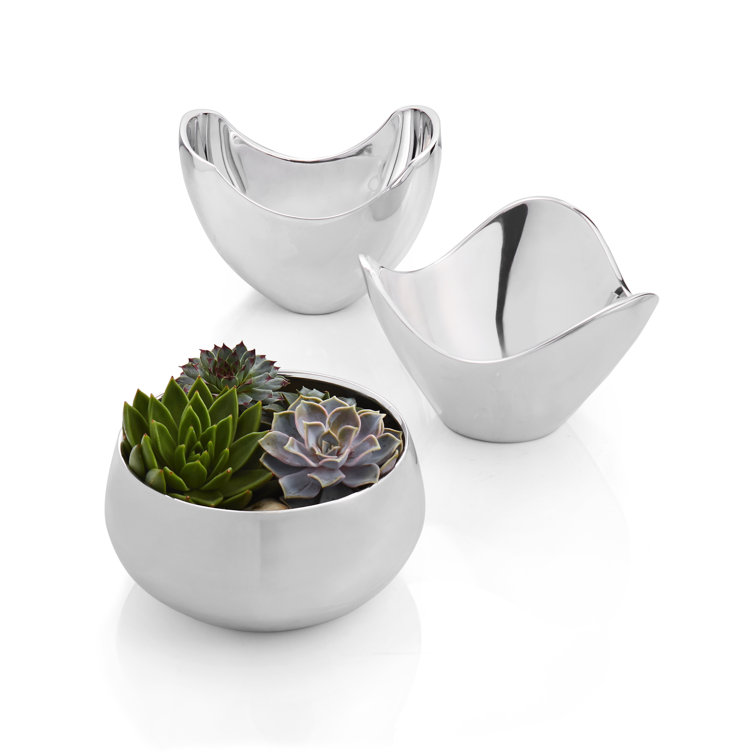 Silver Abstract Shaped Alloy Decorative Bowl