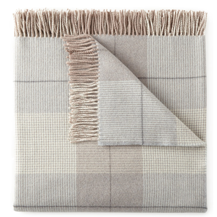 Pewter Merino Wool Fringed Throw Blanket, 50" x 70"
