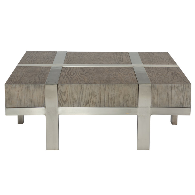 Gray Square Wood Coffee Table with Storage