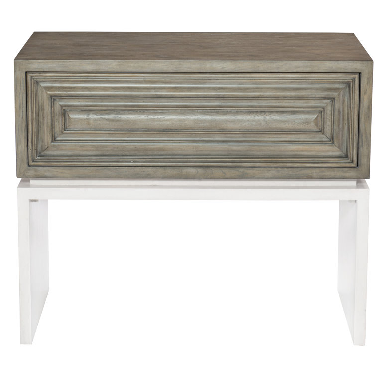 Gray and White Oak 1-Drawer Nightstand